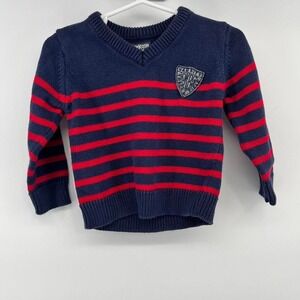 Vintage Oshkosh B'Gosh Red and Blue Varsity Preppy Sweater Size 18 Months